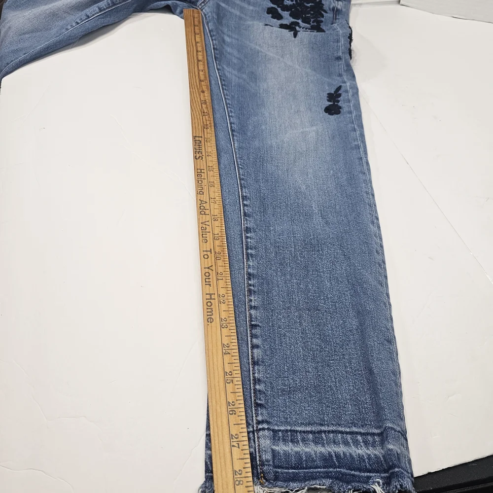Anthropologie Pilcro & the Letterpress Blue Embroidered Slim Boyfriend Jeans 28 - Picture 11 of 14